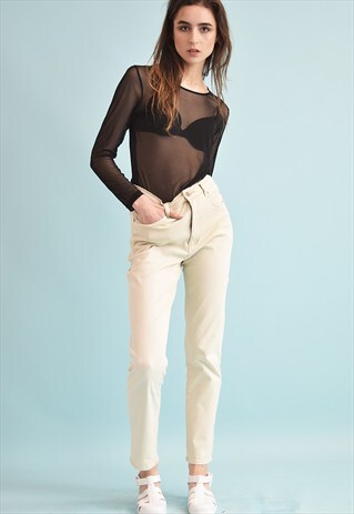 90'S RETRO REGULAR WAIST NEUTRAL DENIM JEANS