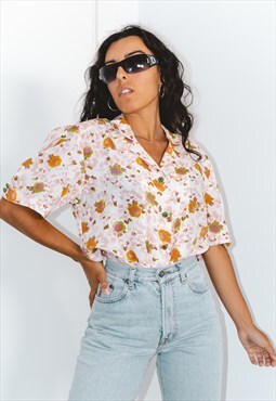 Vintage 90s Short Sleeves Printed Floral Shirt