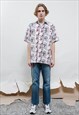 VINTAGE 90S ABSTRACT ARTSY SHORT SLEEVE BUTTON UP SHIRT M/L