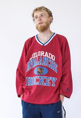 VINTAGE MENS COLORADO AVALANCHE NHL HOCKEY JERSEY SHIRT