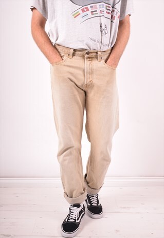 LEVI'S 505 MENS VINTAGE JEANS W34 L34 KHAKI 90S