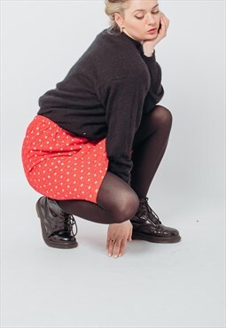 Vintage Highwaisted Midi Cotton Skirt with Starts 