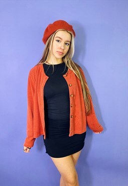 Vintage Chunky Knit Burnt Orange Cardigan