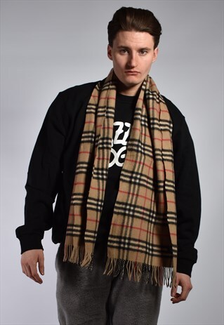 1990S BURBERRY NOVA CHECK CASHMERE SCARF