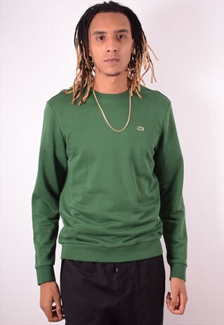LACOSTE MENS VINTAGE SWEATSHIRT JUMPER MEDIUM GREEN 90S