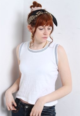 Vintage Y2K Basics Rib Knit Vest Top White