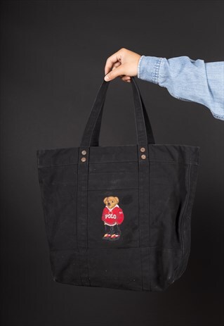VINTAGE POLO BY RALPH LAUREN POLO BEAR SHOPPER TOTE