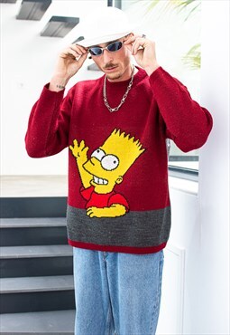 Vintage 90s cartoon Bart Simpson cozy thick jumper