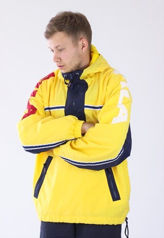 VINTAGE MENS FILA WINDBREAKER DOUBLE BIG LOGO ANORAK JACKET