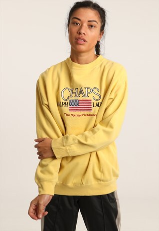 VINTAGE CHAPS RALPH LAUREN EMBROIDERED SPELLOUT SWEATSHIRT