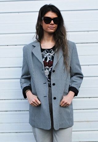 VINTAGE MONOCHROME DOGTOOTH BLAZER