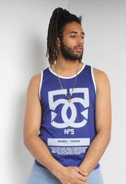 Vintage Y2K Rave Mesh Knit Reversible Vest Top Blue