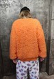 WIDE FLEECE SWEATER DROP SHOULDER FLUFFY JUMPER IN ORANGE