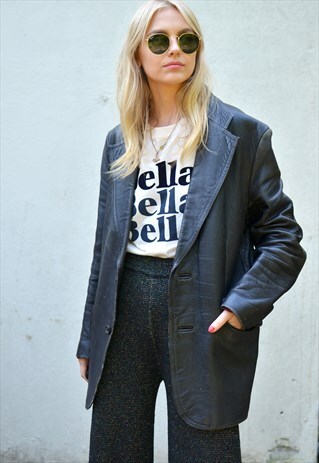 VINTAGE 70S OVERSIZED BLACK LEATHER BOYFRIEND JACKET