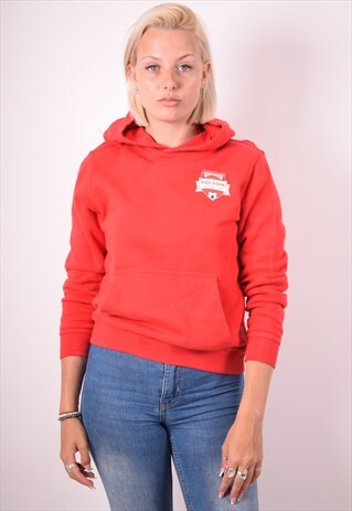 NIKE WOMENS VINTAGE HOODIE JUMPER LARGE RED 90S