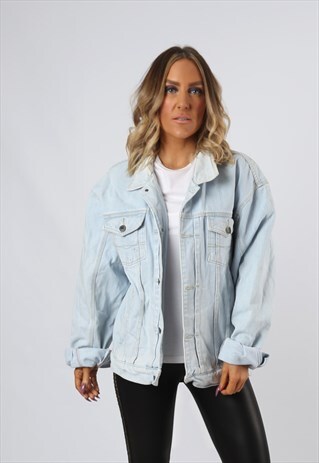 DENIM JACKET OVERSIZED FITTED VINTAGE UK 18 - 20 (F2DU)