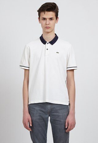 90S VINTAGE WHITE LACOSTE SHORT SLEEVE POLO SHIRT TOP