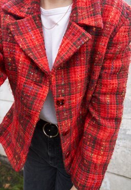 Vintage Wool Mohair Blend Blazer Red