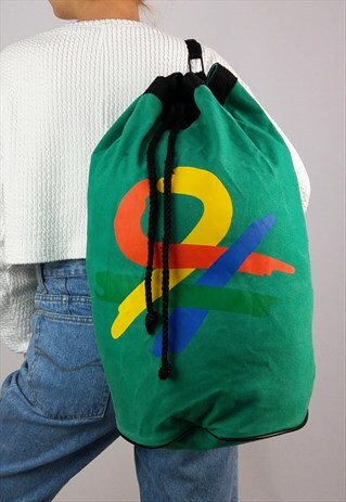 VINTAGE 90'S UCB GREEN RUCKSACK BUCKET BAG / BACKPACK