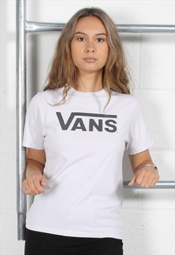 Vintage Vans T-Shirt in White with Spell Out Logo Small