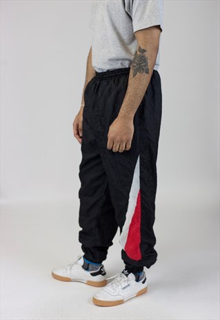 VINTAGE BLACK SHELL TRACKSUIT BOTTOMS