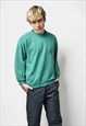 VINTAGE 90S GREEN SWEATSHIRT COZY WARM SPORT CREWNECK 