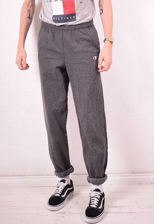 CHAMPION MENS VINTAGE TRACKSUIT TROUSERS SMALL GREY 90S