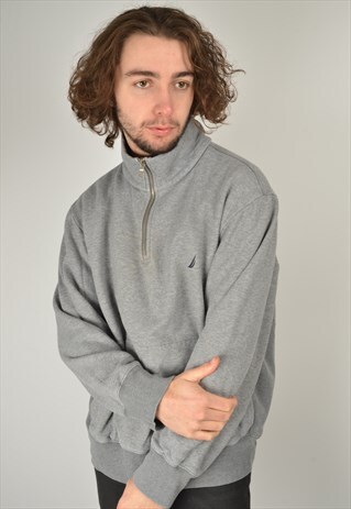 VINTAGE NAUTICA 1/4 ZIP SWEATSHIRT IN GREY