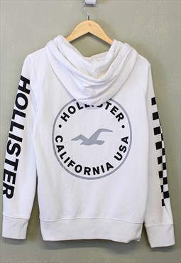 Vintage Hollister Hoodie White With Spell Out Print 90s 
