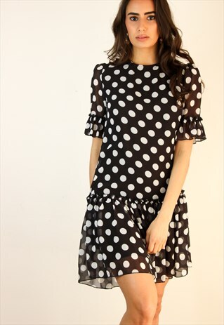 BLACK POLKADOT DRESS