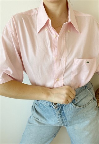 VINTAGE 90S BLUSH PINK LACOSTE BOYFRIENDS BLOUSE SHIRT TOP