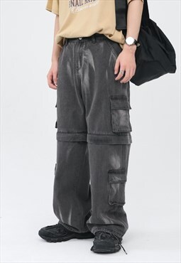 Men's Tie-Dye Detachable Cargo Jeans S VOL.5