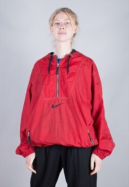 90's Nike Red Pull Over Spell Out Windbreaker - B1440