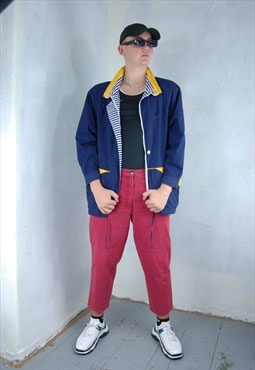 Vintage y2k bright rain festival unisex light jacket in navy