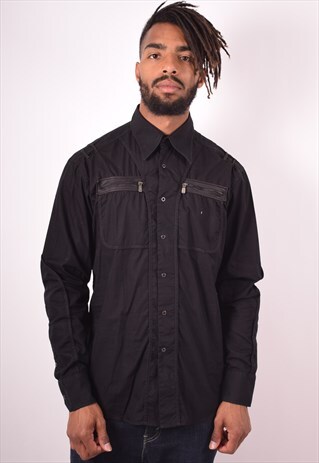 VERSACE MENS VINTAGE SHIRT LARGE BLACK 90S