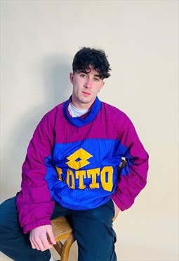 Vintage Size XL LOTTO Embroidered Sweatshirt in Purple