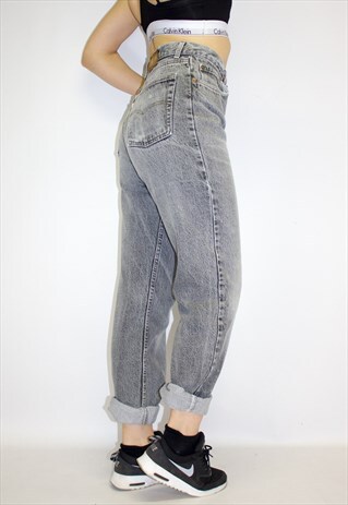 VINTAGE RARE GREY ACID WASH HIGH WAIST JEANS