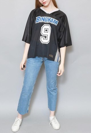 VINTAGE 1990'S BLACK BINGHAM BASEBALL TOP