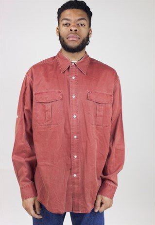 VINTAGE TOMMY HILFIGER PIGMENT DYED RED SHIRT