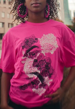 Pink Psychedelic Graphic Print T-shirt