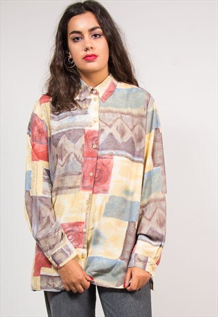 90'S VINTAGE ABSTRACT PATTERN SHIRT