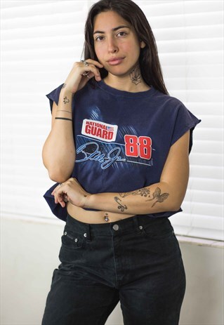 VINTAGE NASCAR CROP TOP REWORKED LOGO 90S X 4.5