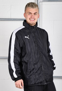 Vintage Puma Jacket in Black Windbreaker Rain Coat XL