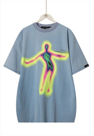 FLUORESCENT GRAFFITI TEE PSYCODELIC RAVER LUMINOUS T-SHIRT