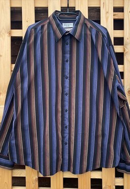 Vintage Yves saint Laurent blue brown shirt XXL