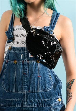 BLACK/SILVER SEQUIN BUMBAG