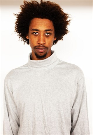 90S MINIMALIST SPORTWEAR TURTLE NECK GREY TEE LARGE