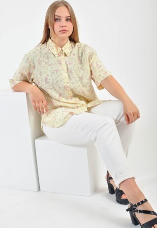VINTAGE SHORT SLEEVE SHIRT IN FLOWER PRINT