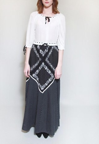 VINTAGE 1970'S PREMIUM MIXED PRINT PRARIE MAXI DRESS