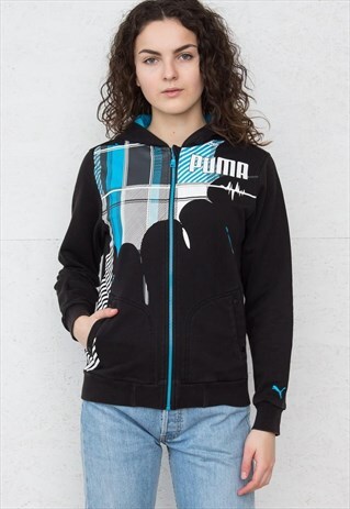 90S VINTAGE BLACK PUMA TRACK ZIP JACKET